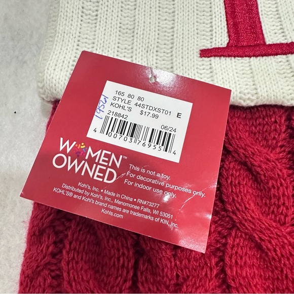 Letter E Knit Christmas Stocking - Picture 6 of 6